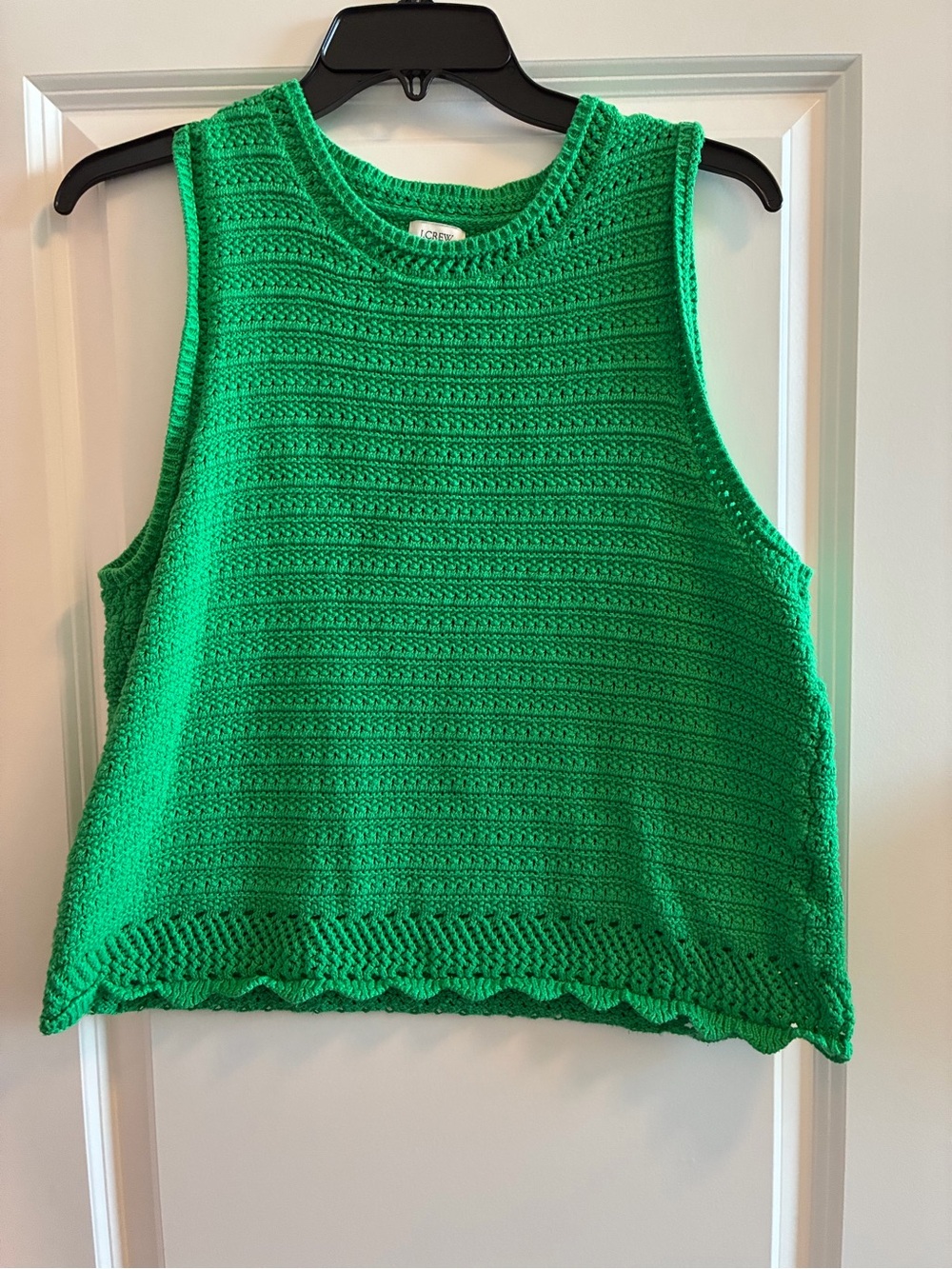 J. Crew Bright Green Crochet Knit Tank